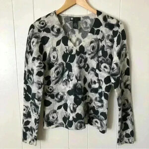 Carole Little Floral Lambswool / Angora rabbit hair Blend Top Sweater Size PL